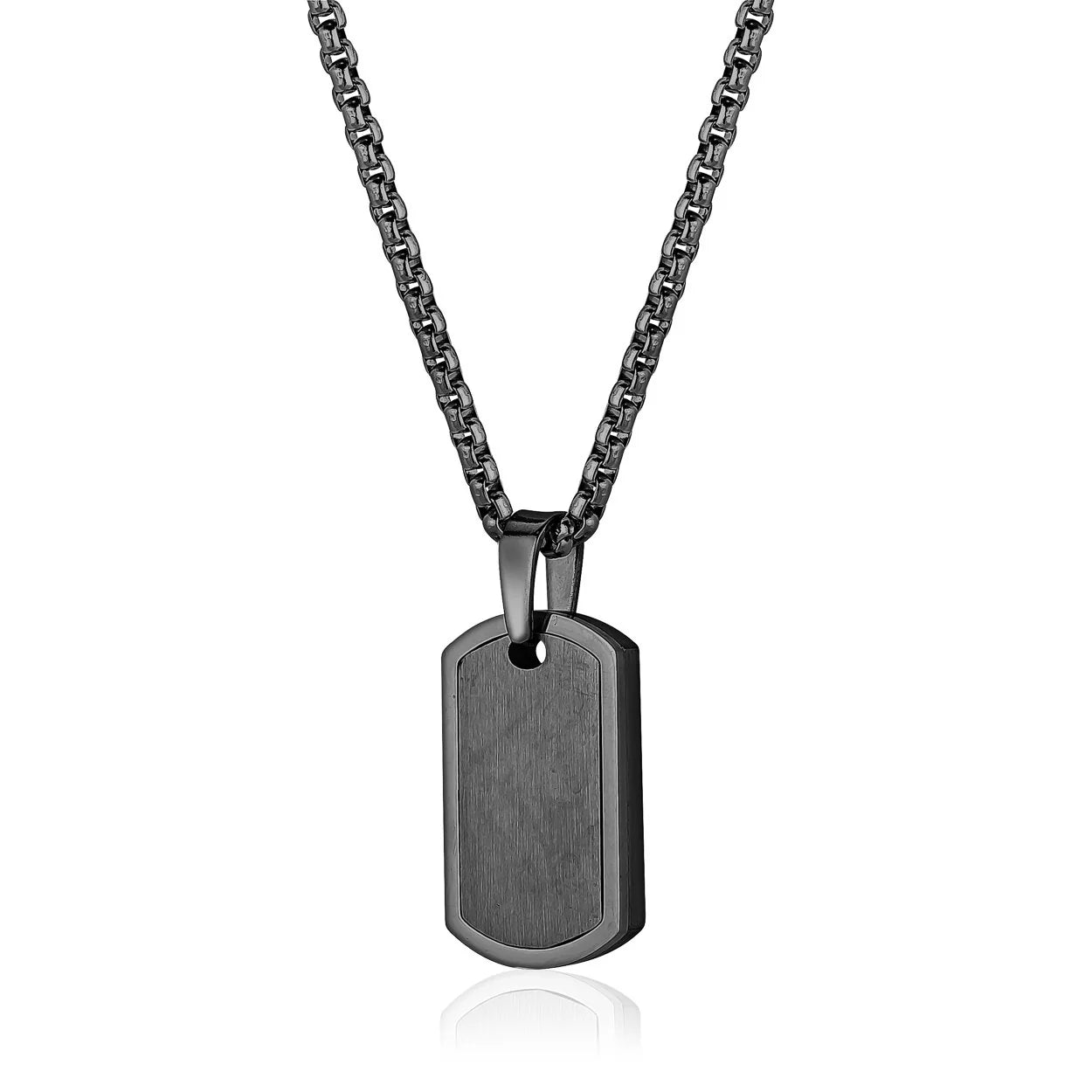 Edged Dog Tag Pendant Necklace