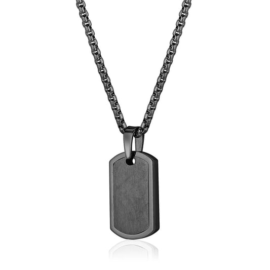 Edged Dog Tag Pendant Necklace